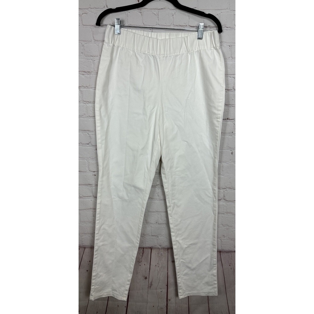 Soft Surroundings Pants Women's Size Small White Pull On Straight Cotton comfort
